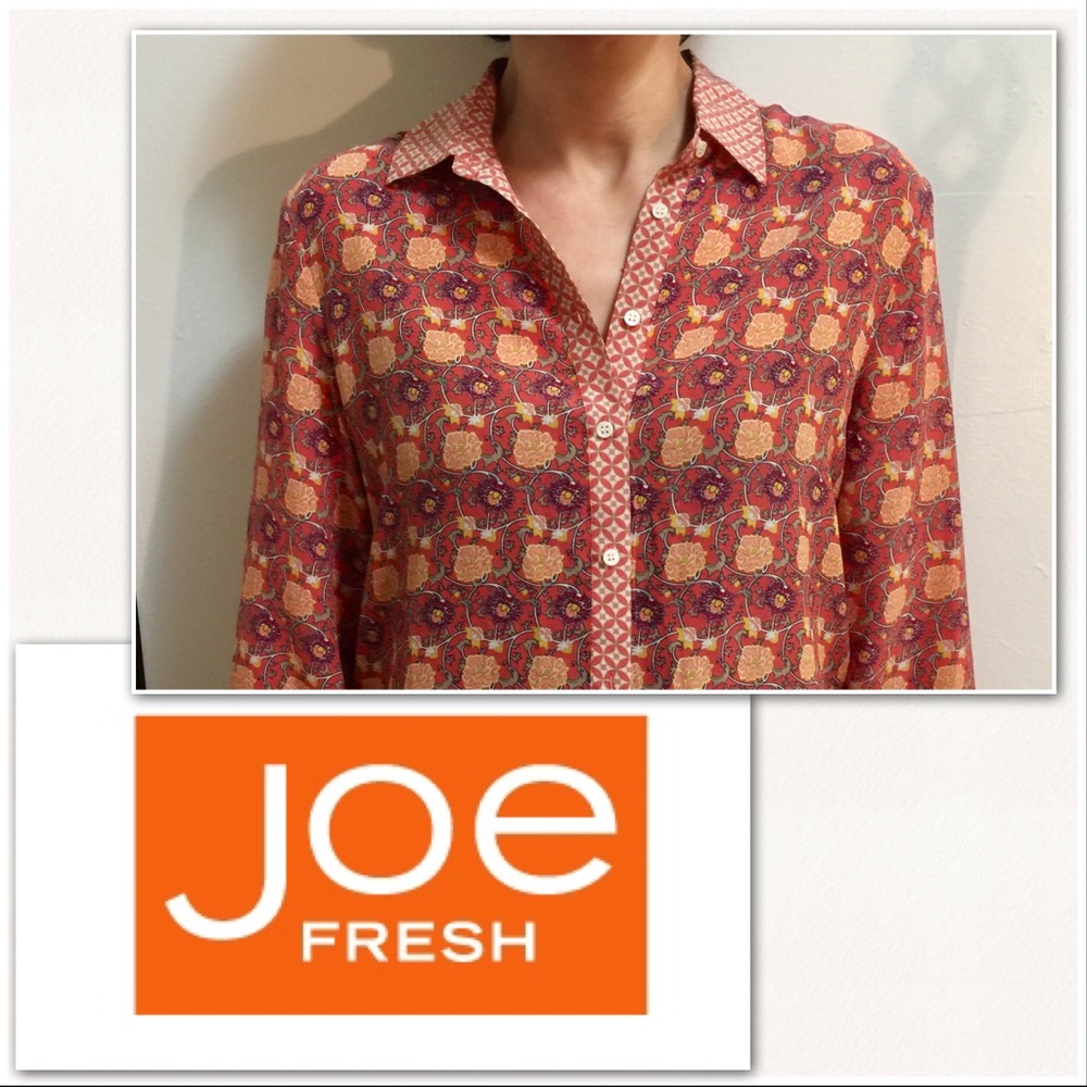 JOE FRESH Multi-Pattern Collared Blouse —like new